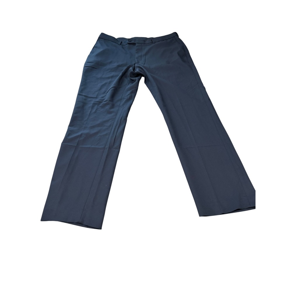 Perry Ellis Portfolio Mens Navy Blue Dress Pants Flat Front 36x32 Straight Leg